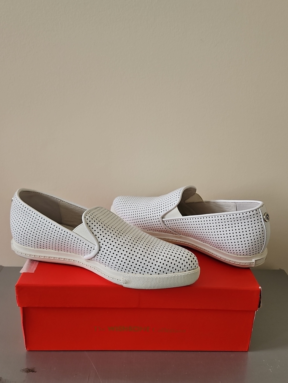 Perforated White Leather Sneakers/Loafers for Women